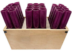 Overstock Central Fireworks front view of fan rack showing tubes and sturdy frame for reliable launches
