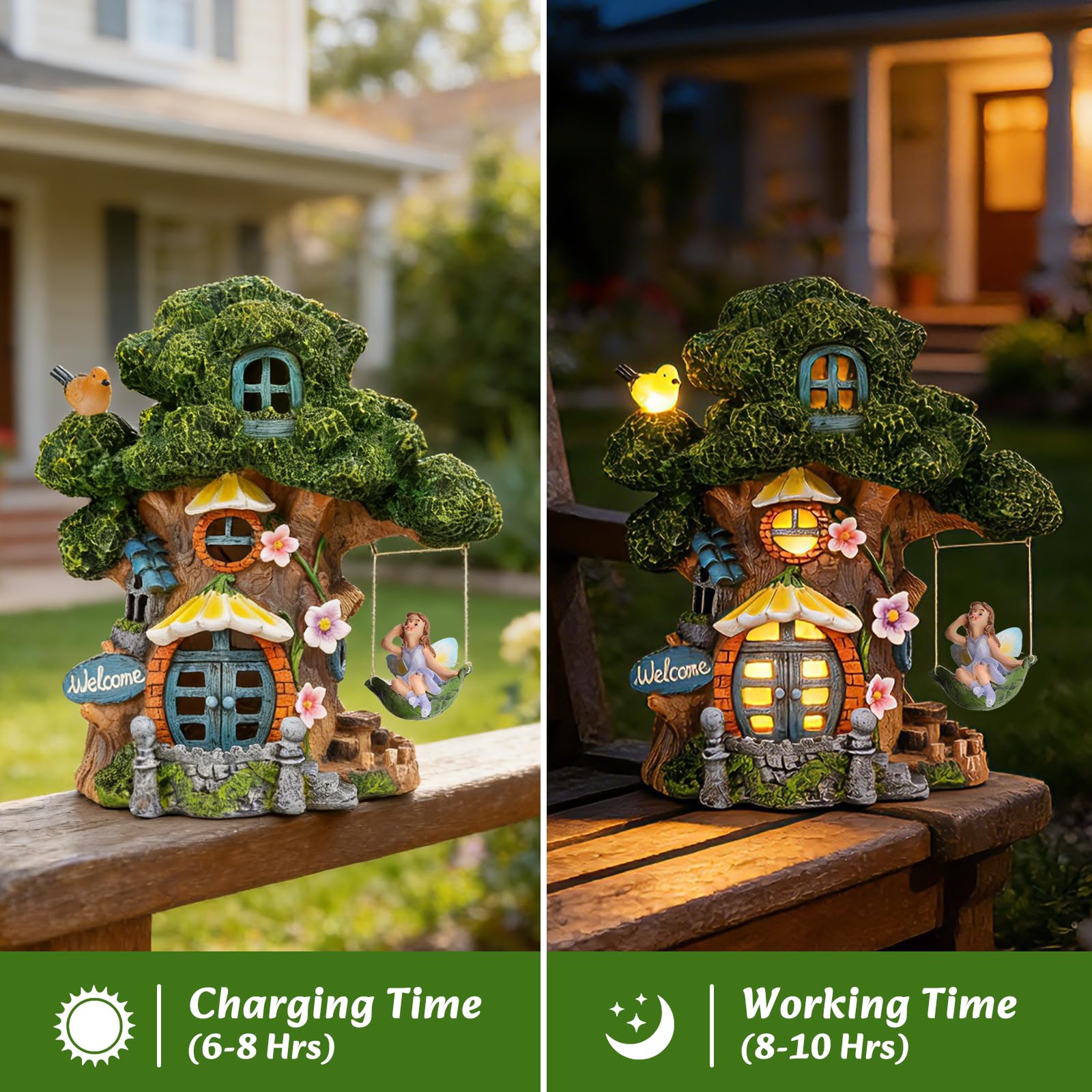 Ovewios cottage nestled in flower bed adding storybook interest