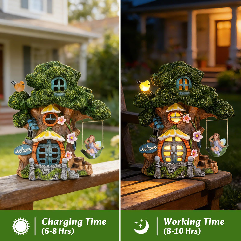 Ovewios cottage nestled in flower bed adding storybook interest