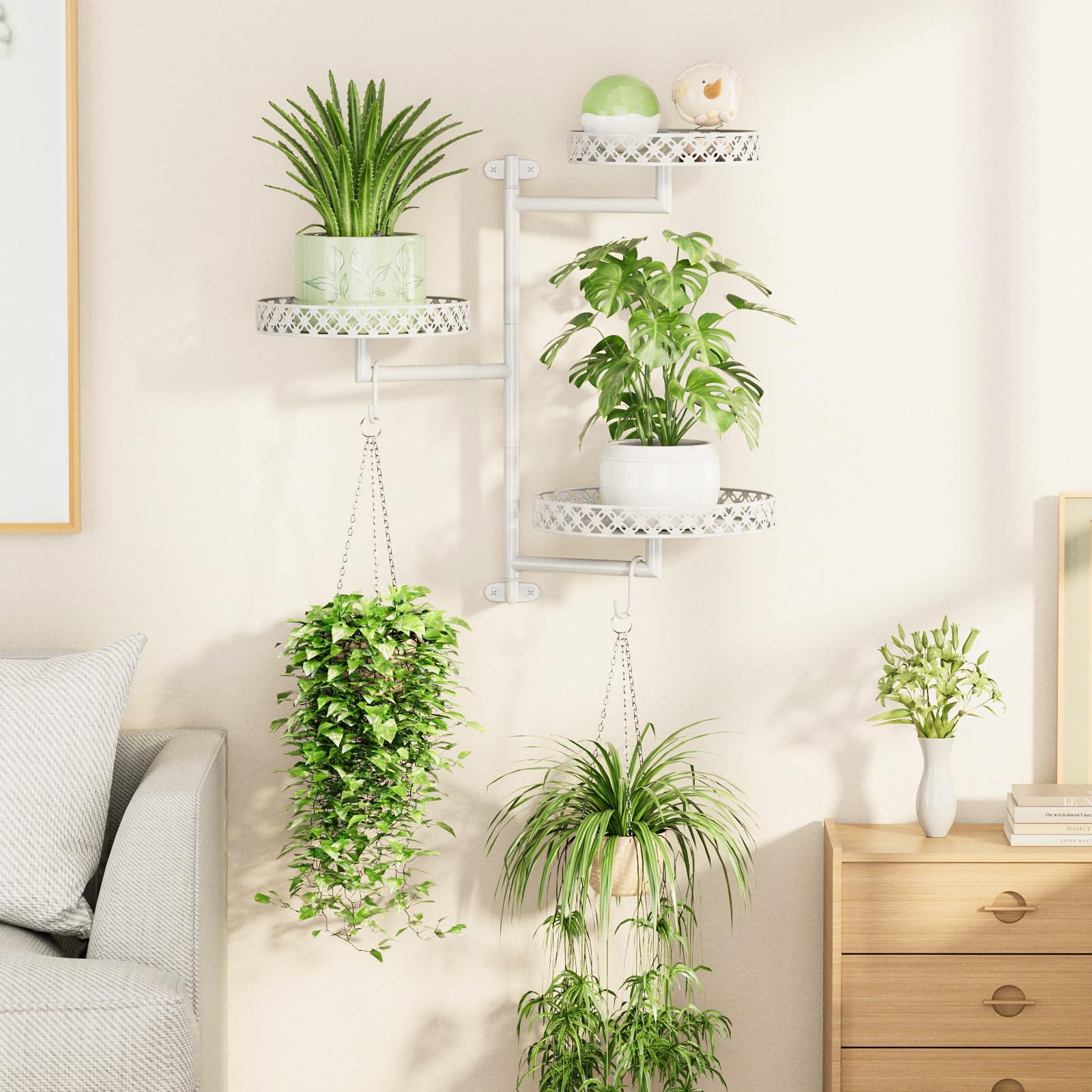 OVICAR hooks with hanging planter showing added hanging capacity and versatility benefit