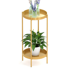 OVICAR front view of two-tier plant stand showing compact footprint and display benefit