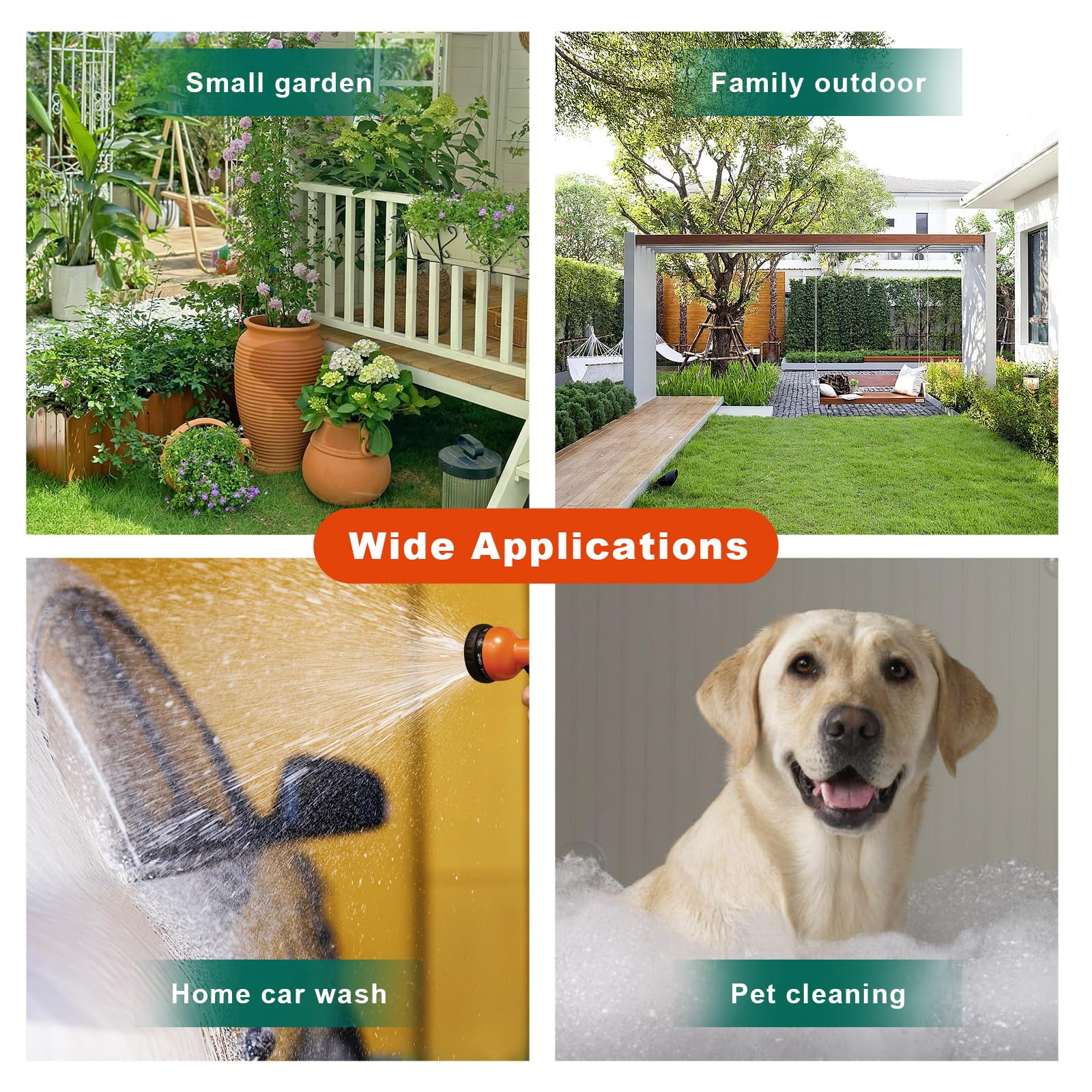 OVIIEVEK hose locked at custom length in garden showing precise watering benefit