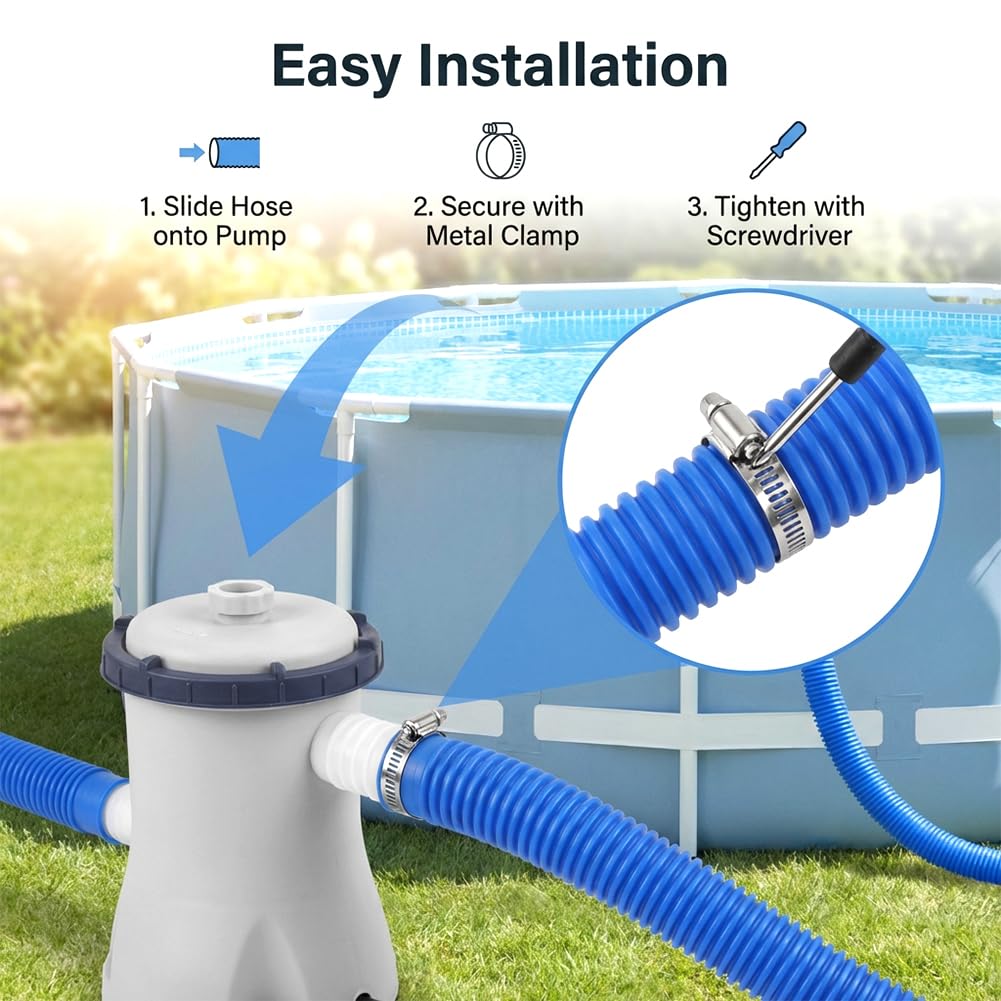 Ovrimelle hose in use attached to a pump showing restored filtration and secure fit benefit