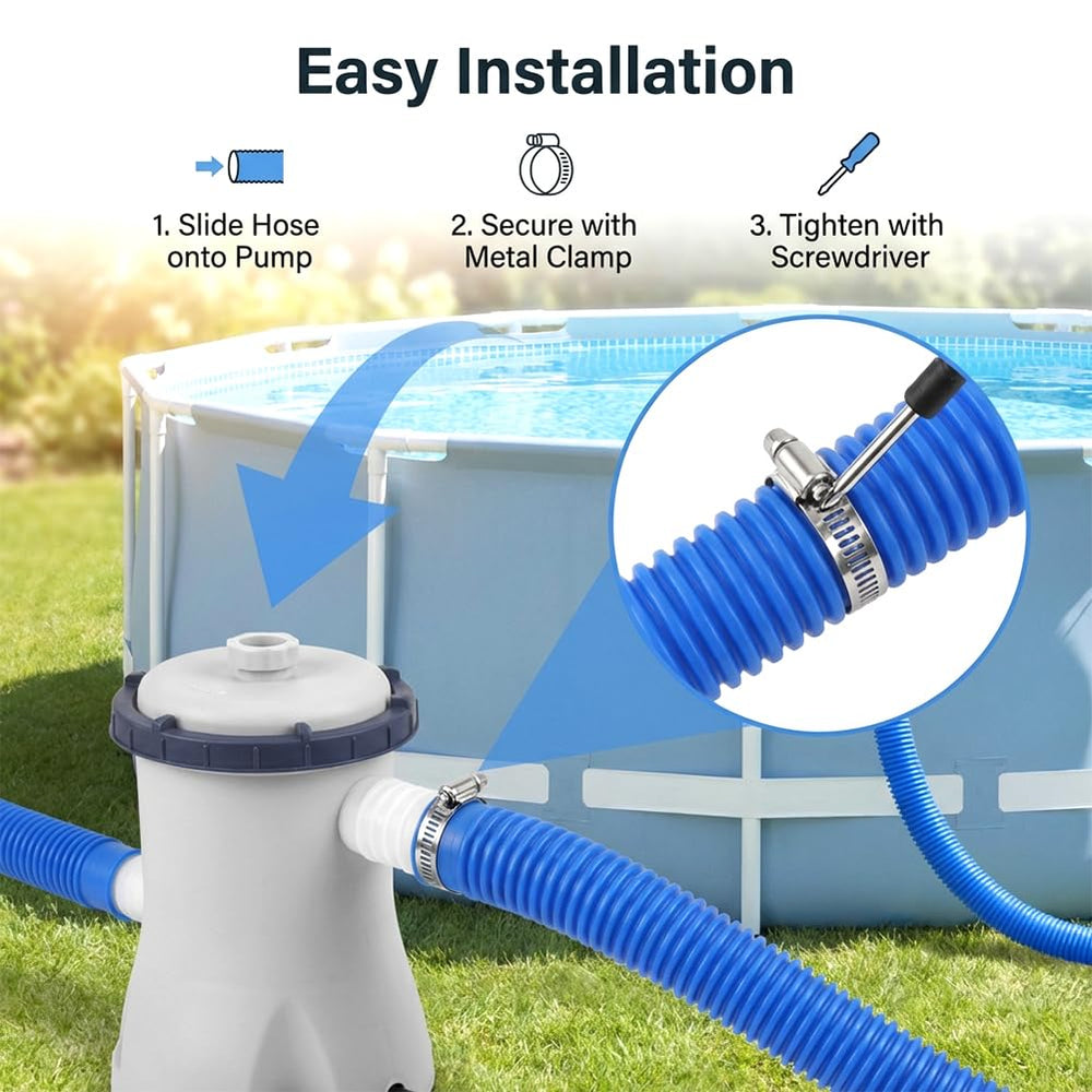 Ovrimelle hose in use attached to a pump showing restored filtration and secure fit benefit