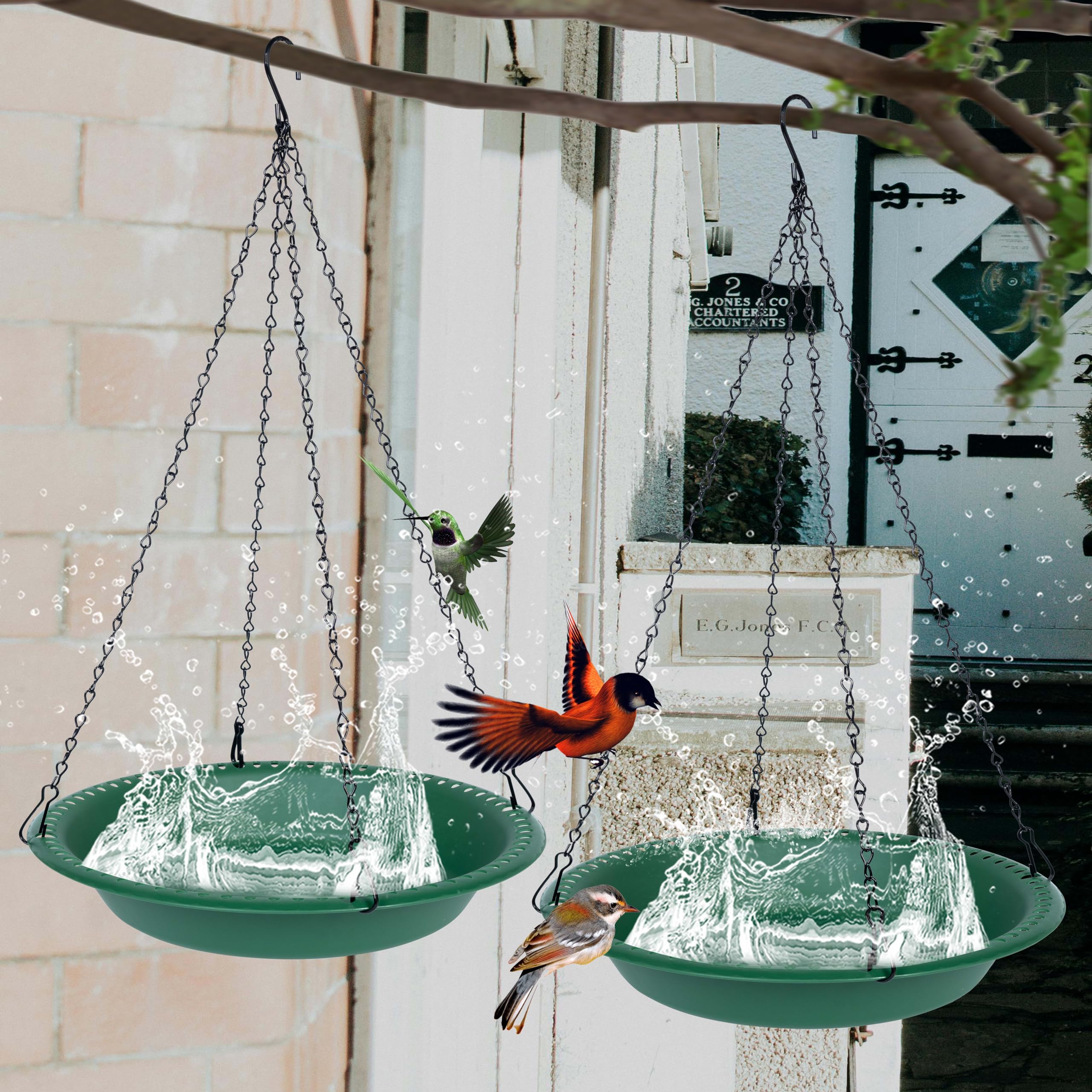 OVZILKI bird bath fitted with a small solar fountain, adds moving water attraction
