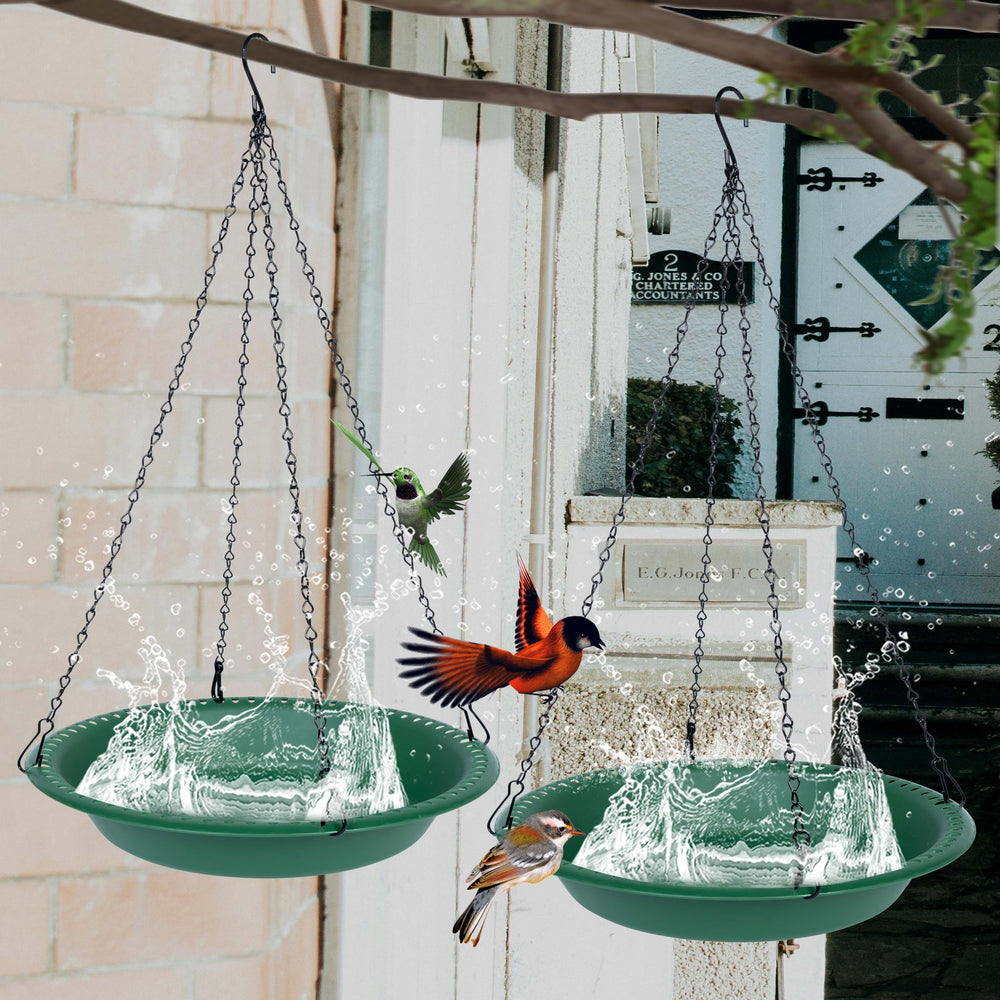 OVZILKI bird bath fitted with a small solar fountain, adds moving water attraction