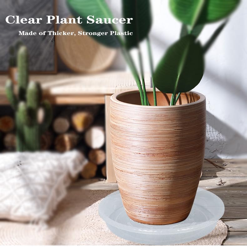 OVZILKI saucer under indoor pot protecting hardwood floor from water