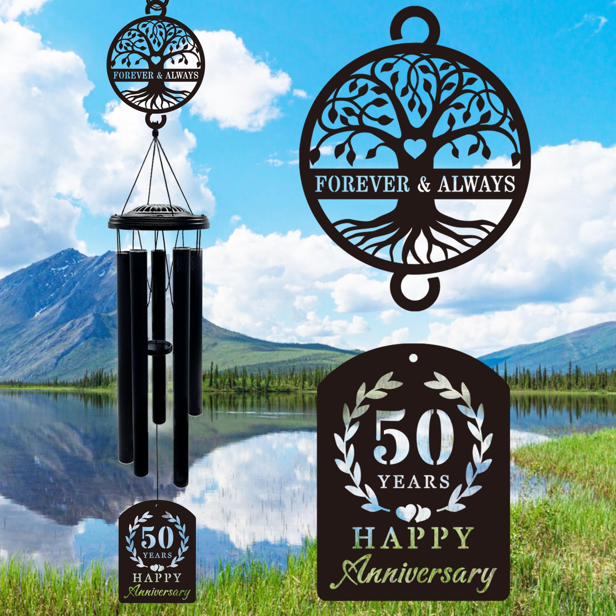OWFCBEI Tree of Life front view showing elegant golden finish and symbolic design benefit: meaningful anniversary focal point