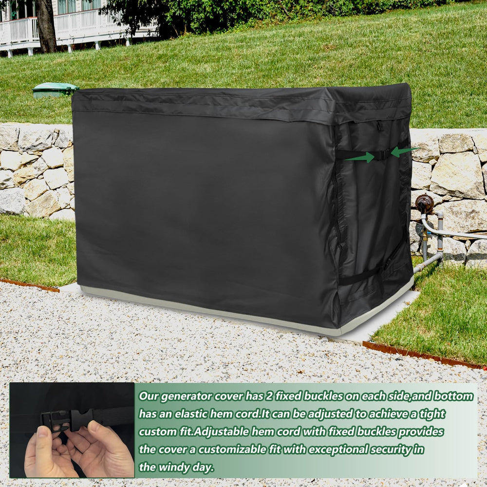 Owlcover buckles and elastic hem cord securing cover firmly in windy conditions