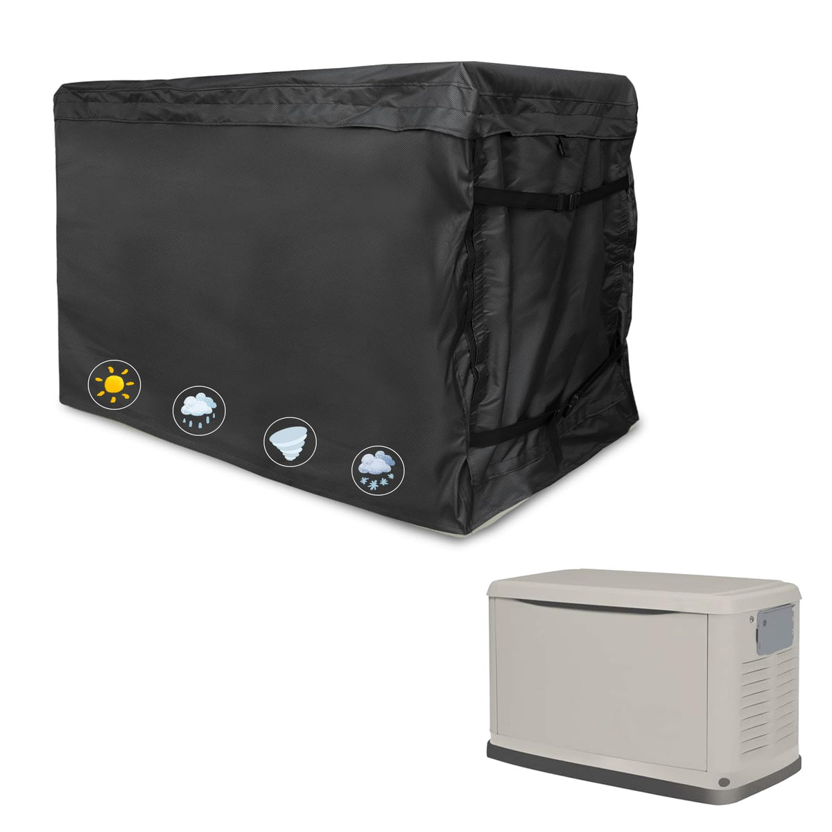 Owlcover front view on generator showing full weather protection and neat fit