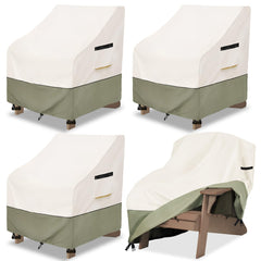 Owlcover front view of four covers protecting chairs, shows full protection
