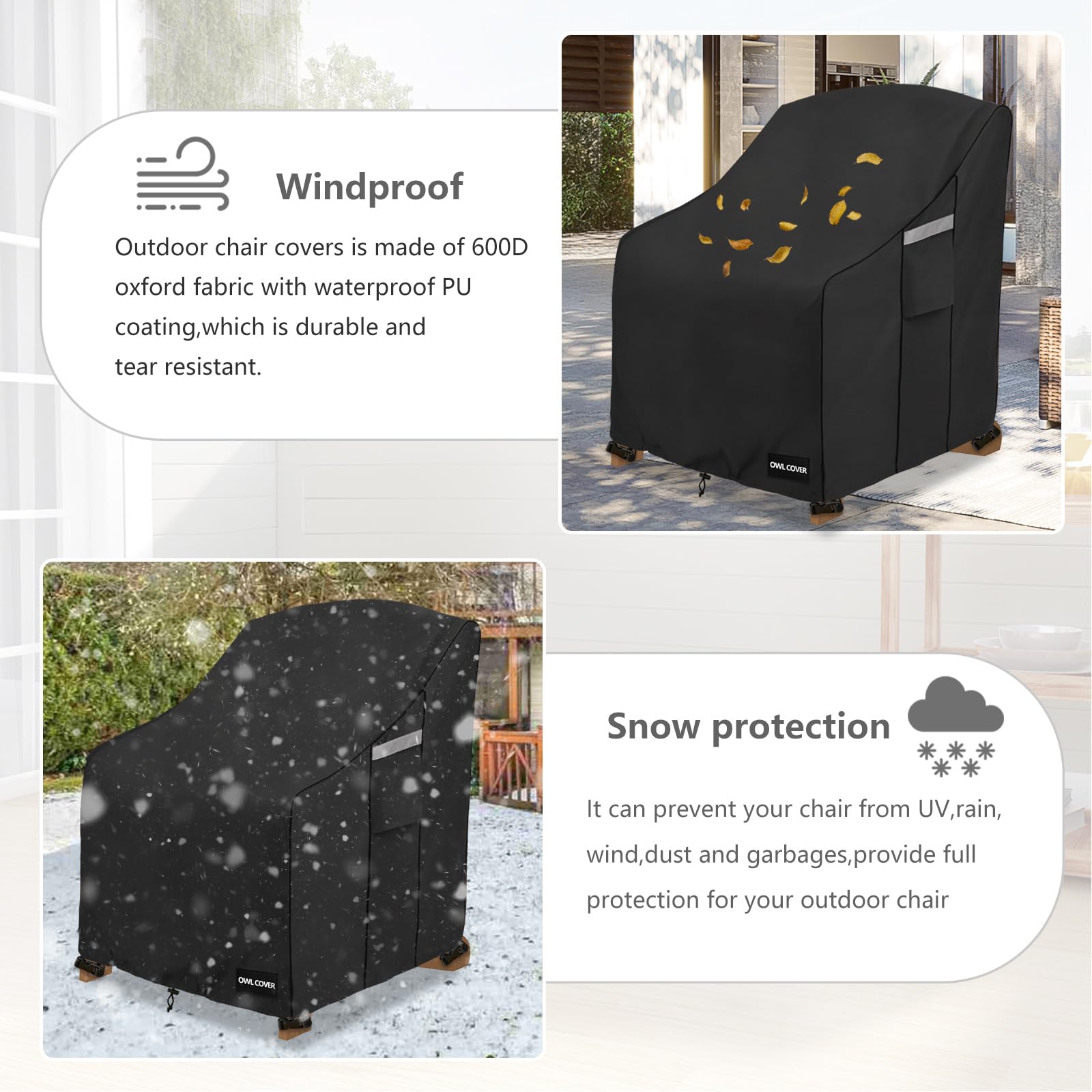 Owlcover side handle detail for easy installation and removal by one person