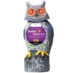 Owlsome front view garden owl showing realistic detail and deterrent benefit