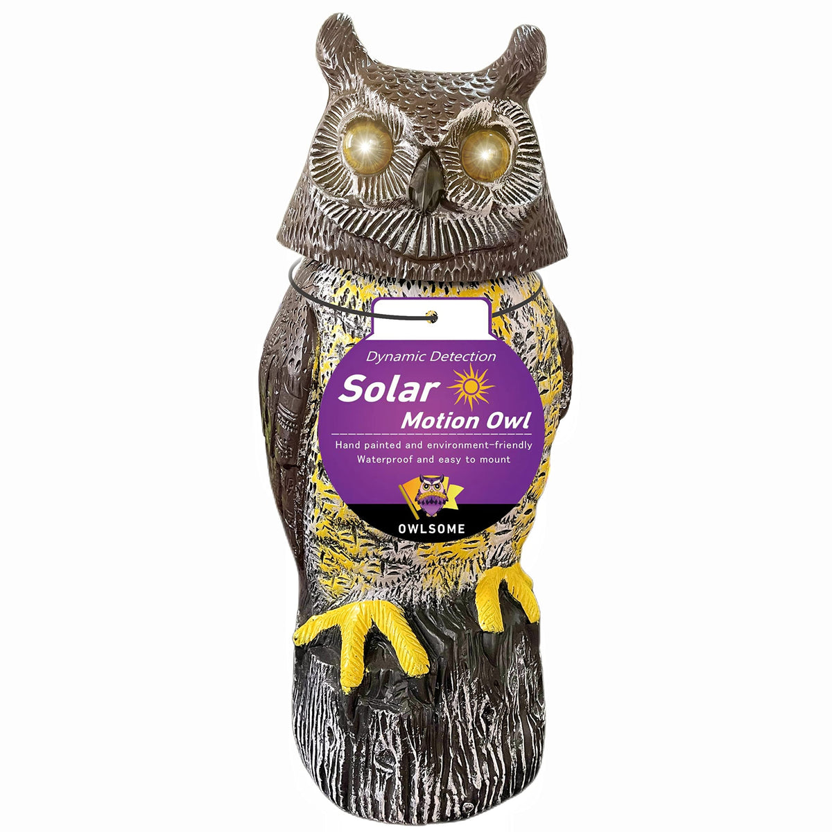 Owlsome front view garden sculpture adding lifelike presence and curb appeal