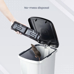 OWLTRA EMZ Plus removable lid being opened for no-touch disposal and hygienic removal