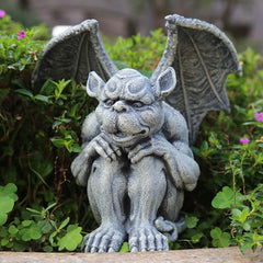 OwMell front view of gargoyle statue showing sculpted details and protective charm