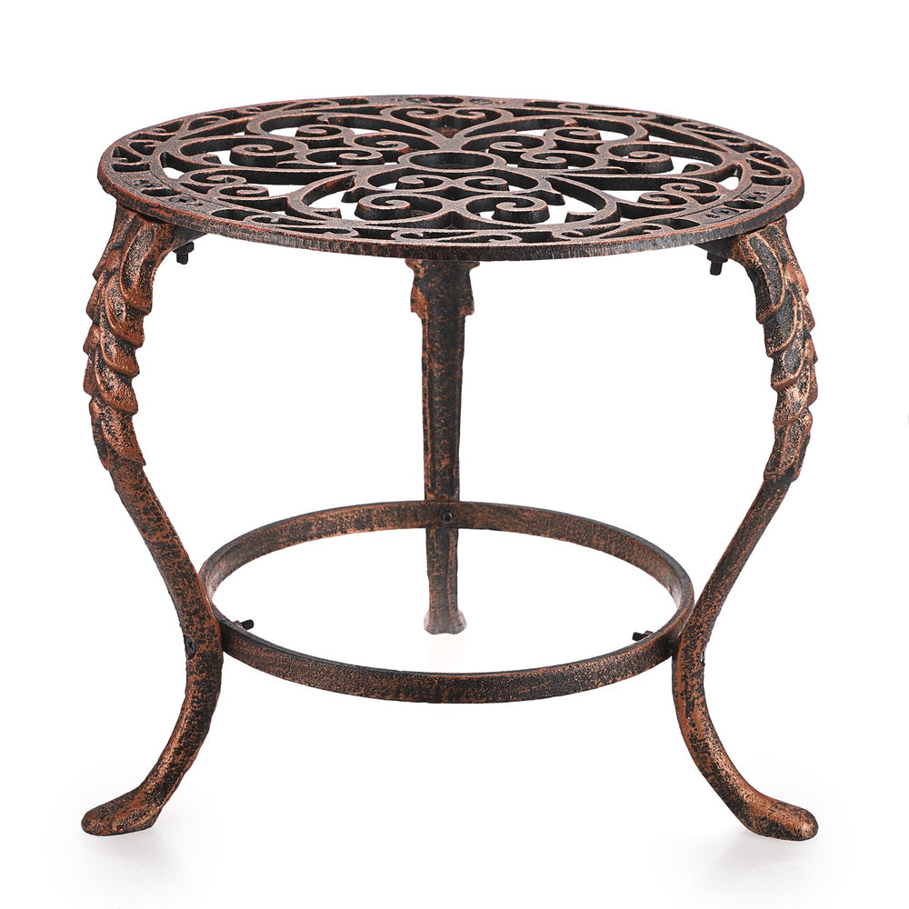 OwnMy front view of cast iron plant stand showing sturdy stable support