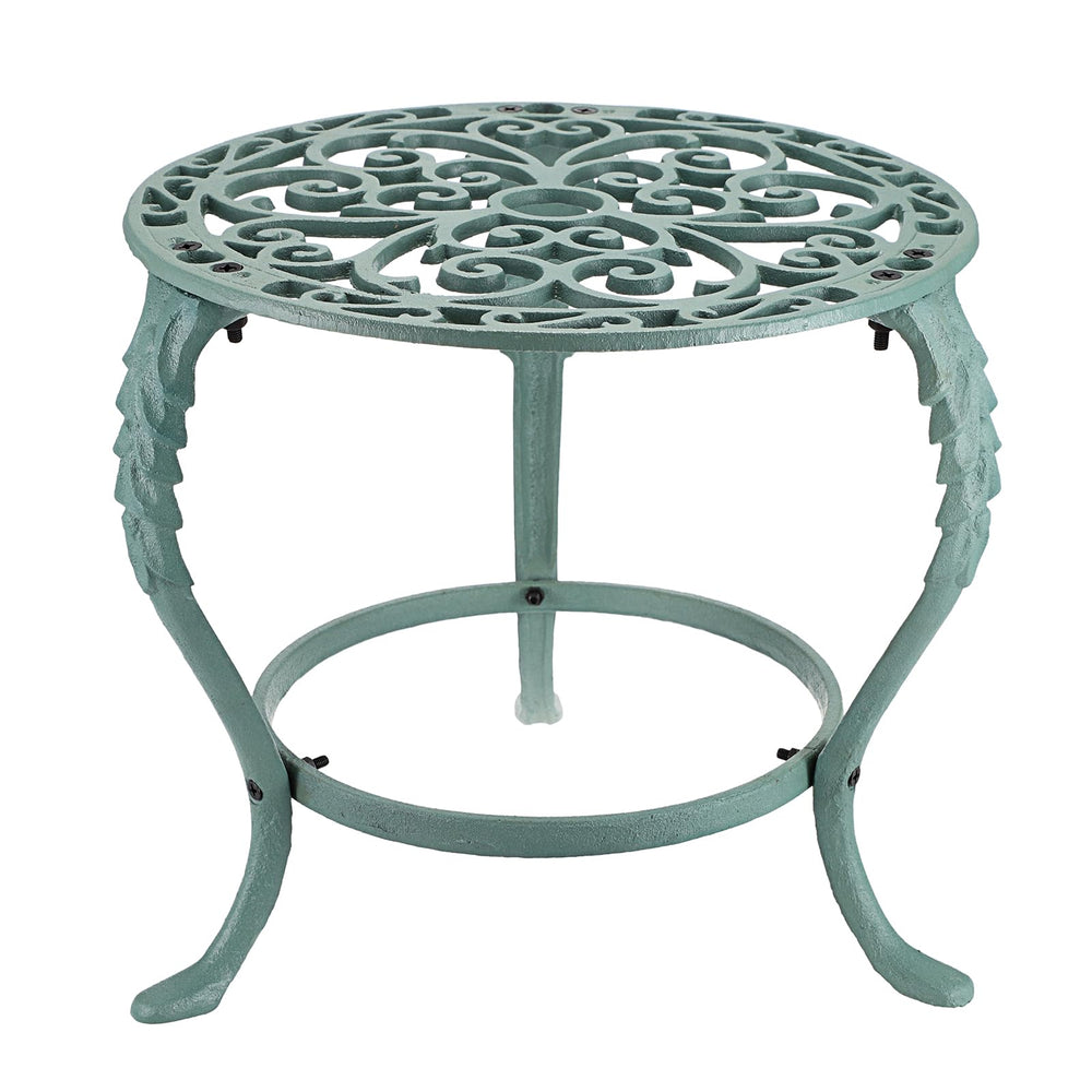 OwnMy cast iron plant stand front view showing sturdy tripod base and decorative top, adds vintage charm