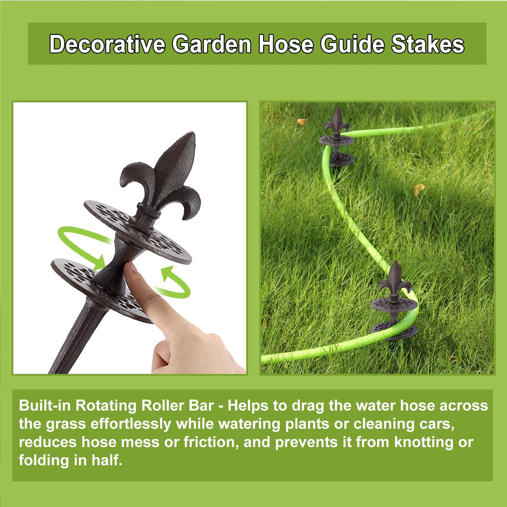 OwnMy hose guided around flower bed protecting plants from hose damage