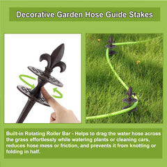 OwnMy hose guided around flower bed protecting plants from hose damage