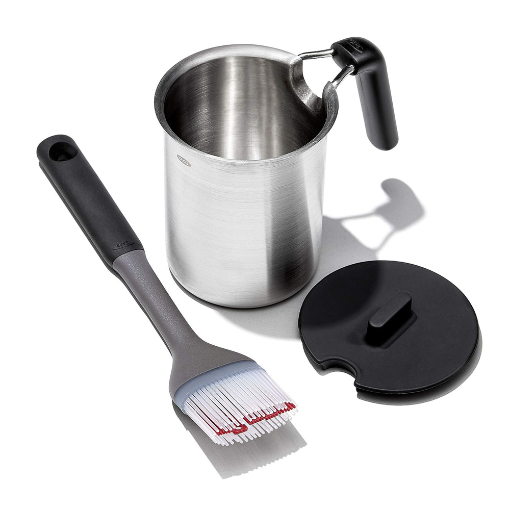 OXO set in dishwasher rack showing dishwasher-safe convenience and quick cleanup