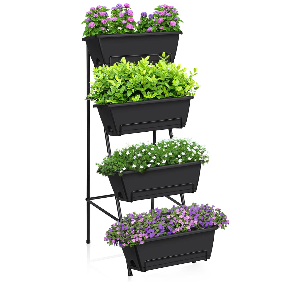 OYEAL 4-tier front view showing compact vertical planter and space-saving benefit