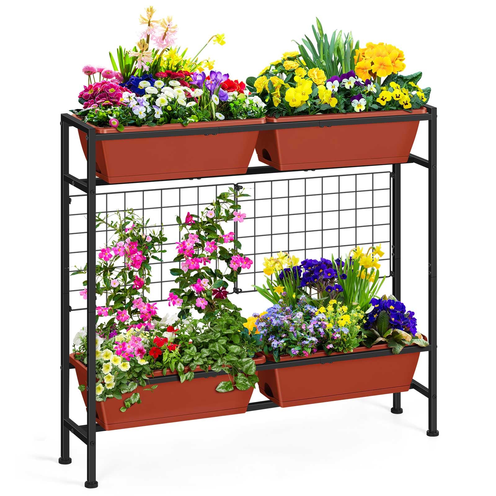 OYEAL front view of assembled planter showing ergonomic height and tidy design