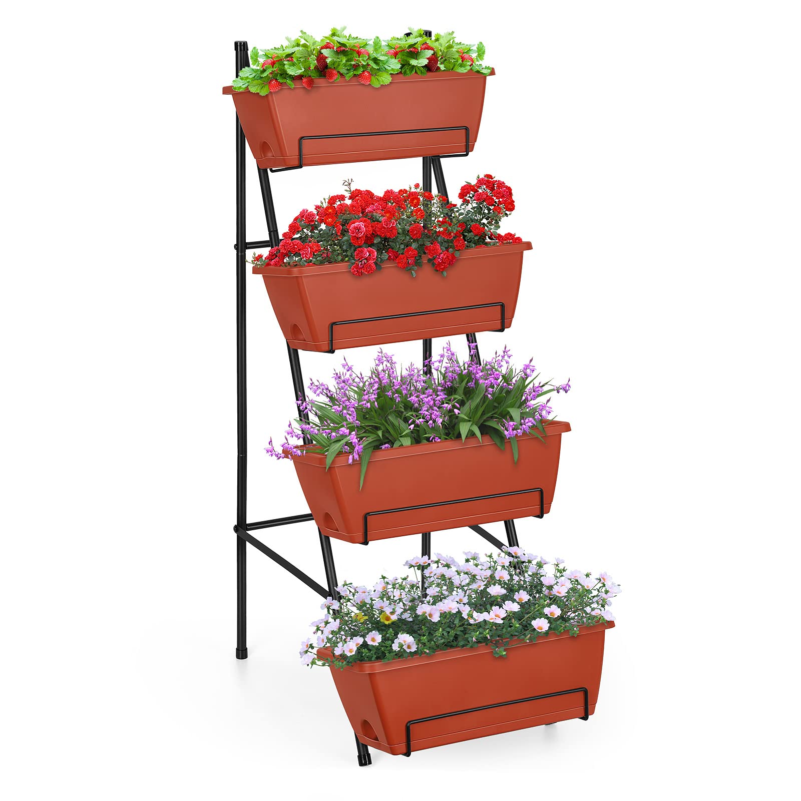 OYEAL front view of 4-tier vertical garden showing space-saving benefit