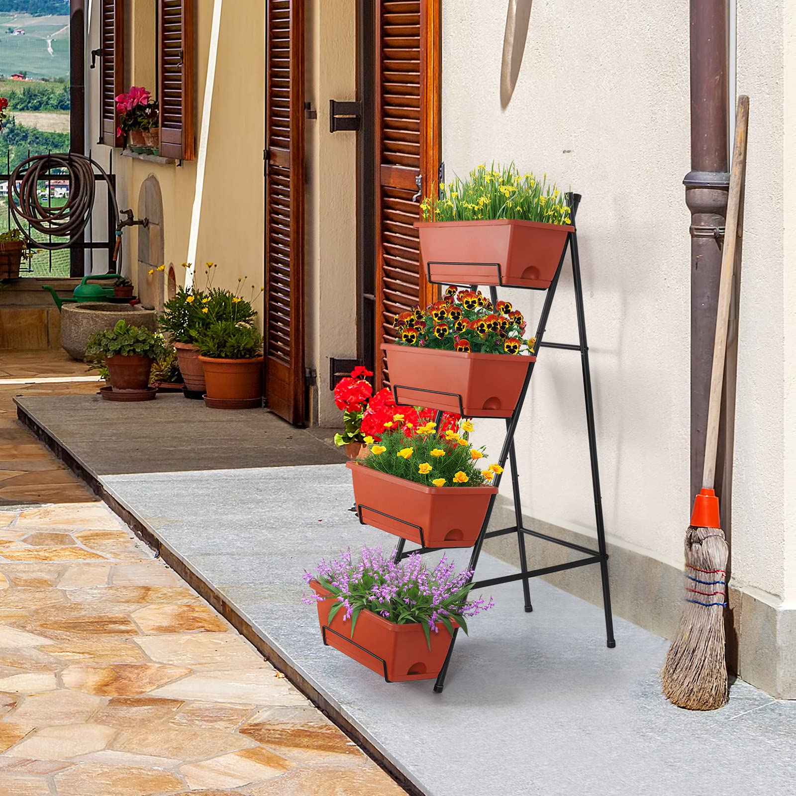 OYEAL vertical planter in use on balcony growing fresh herbs