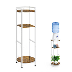 OYEAL front view of 3-tier water dispenser stand showing rustic finish and structure