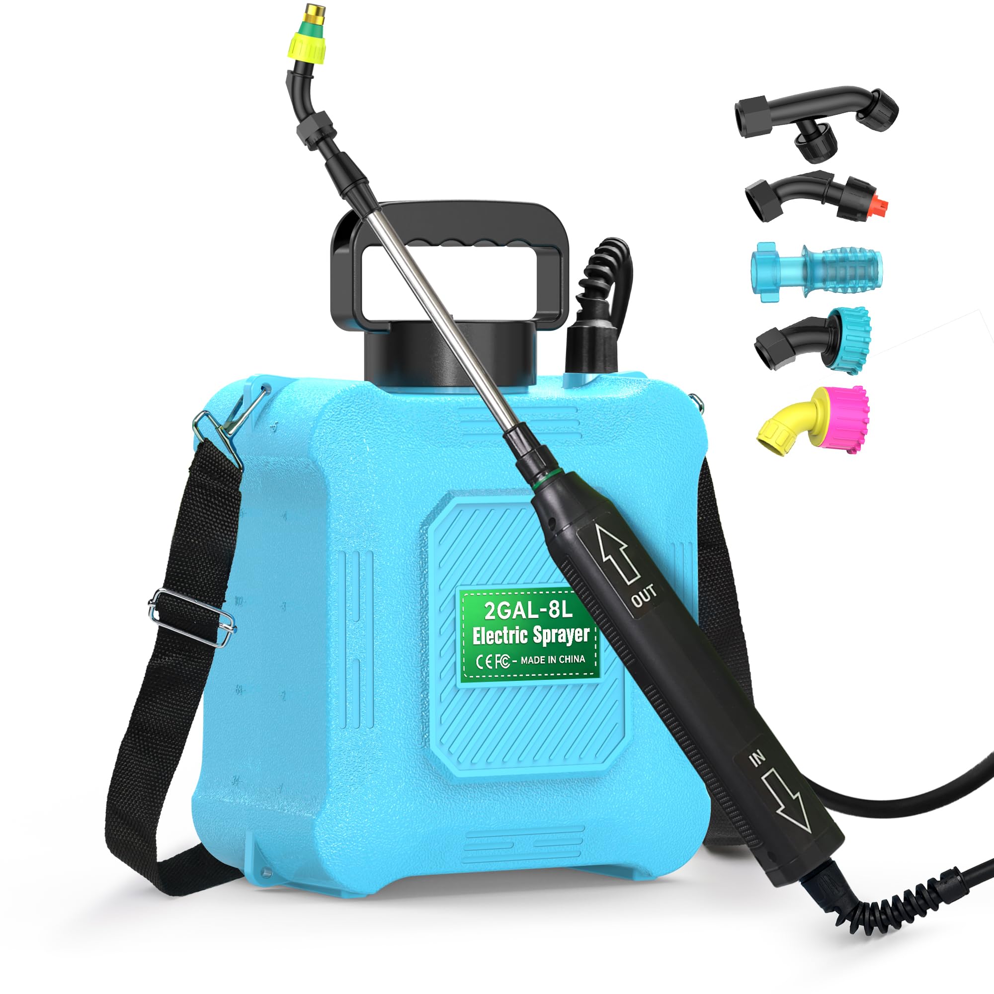 OYES front view of 2-gallon tank showing controls and sturdy build for reliable spraying