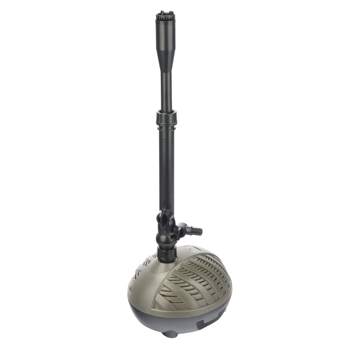 OYO WATER front view of pump and included fountain heads showing compact design and easy setup