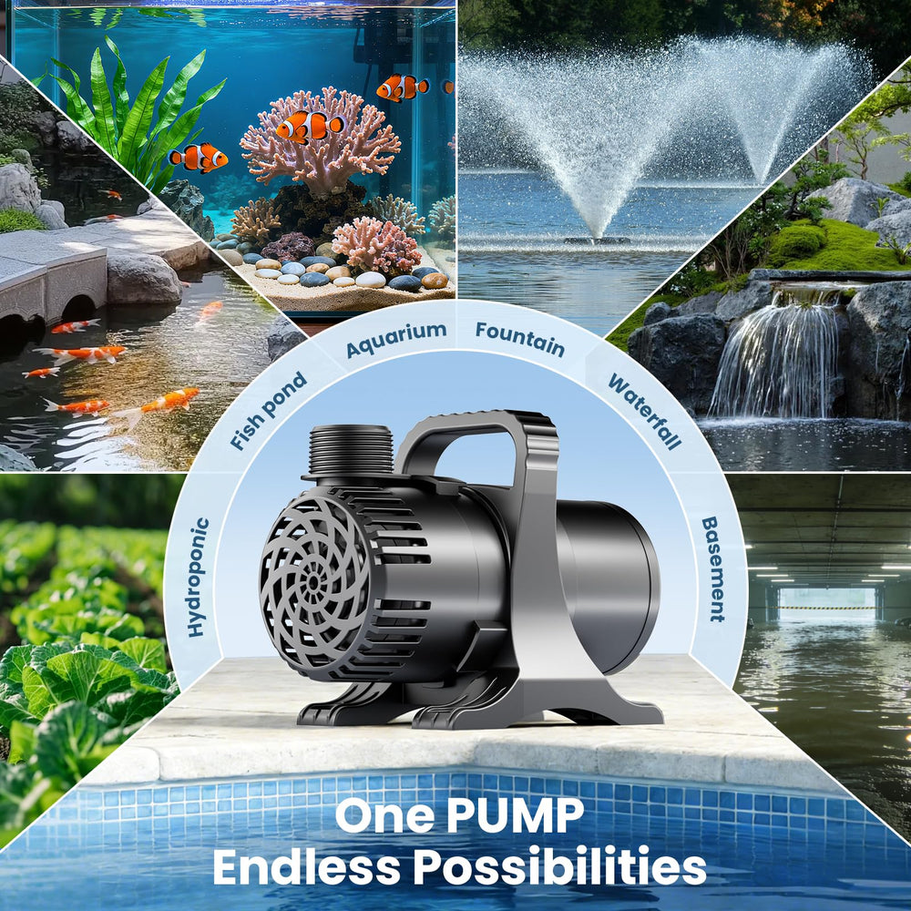 OYO WATER pump submerged in pond powering waterfall and improving circulation
