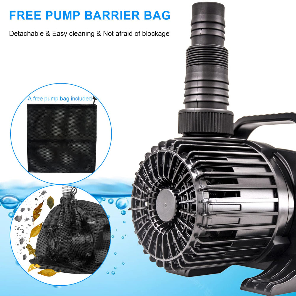 OYO WATER pump with mesh filter bag attached preventing debris intake