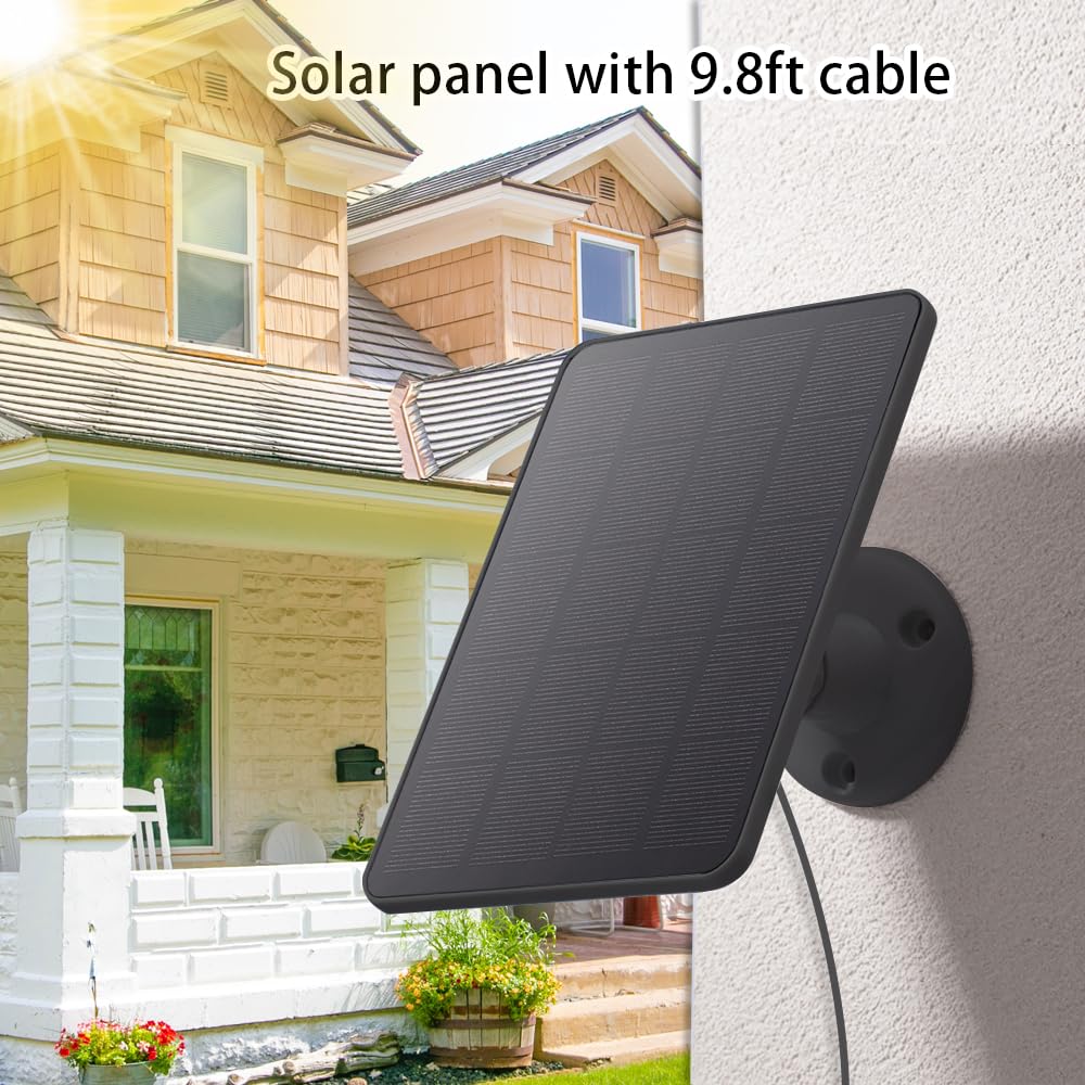 OYOCAM solar panel mounted on a house eave powering camera with reliable daylight charging