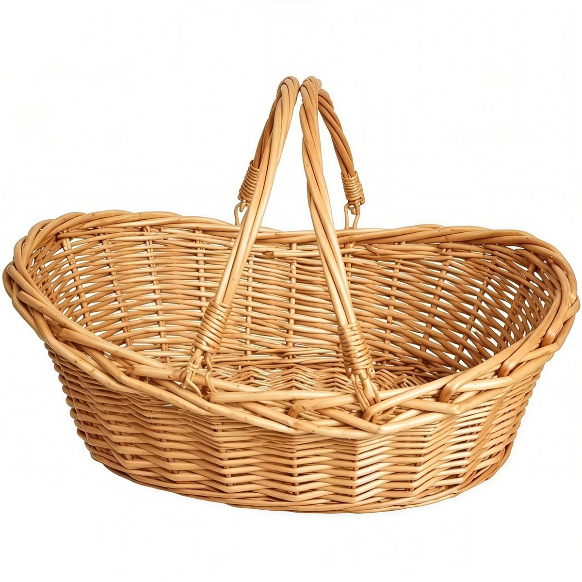 OYPEIP front view of wicker basket showing elegant natural finish and capacity