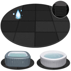 Oyrlize front view of round hot tub mat showing full coverage and protection