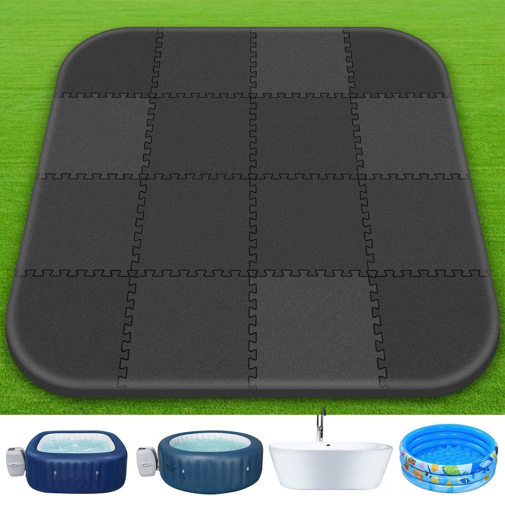 Oyrlize front view assembled hot tub mat showing stable base and protection