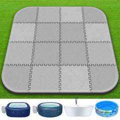 Oyrlize front view of the round 85-inch mat protecting an inflatable tub