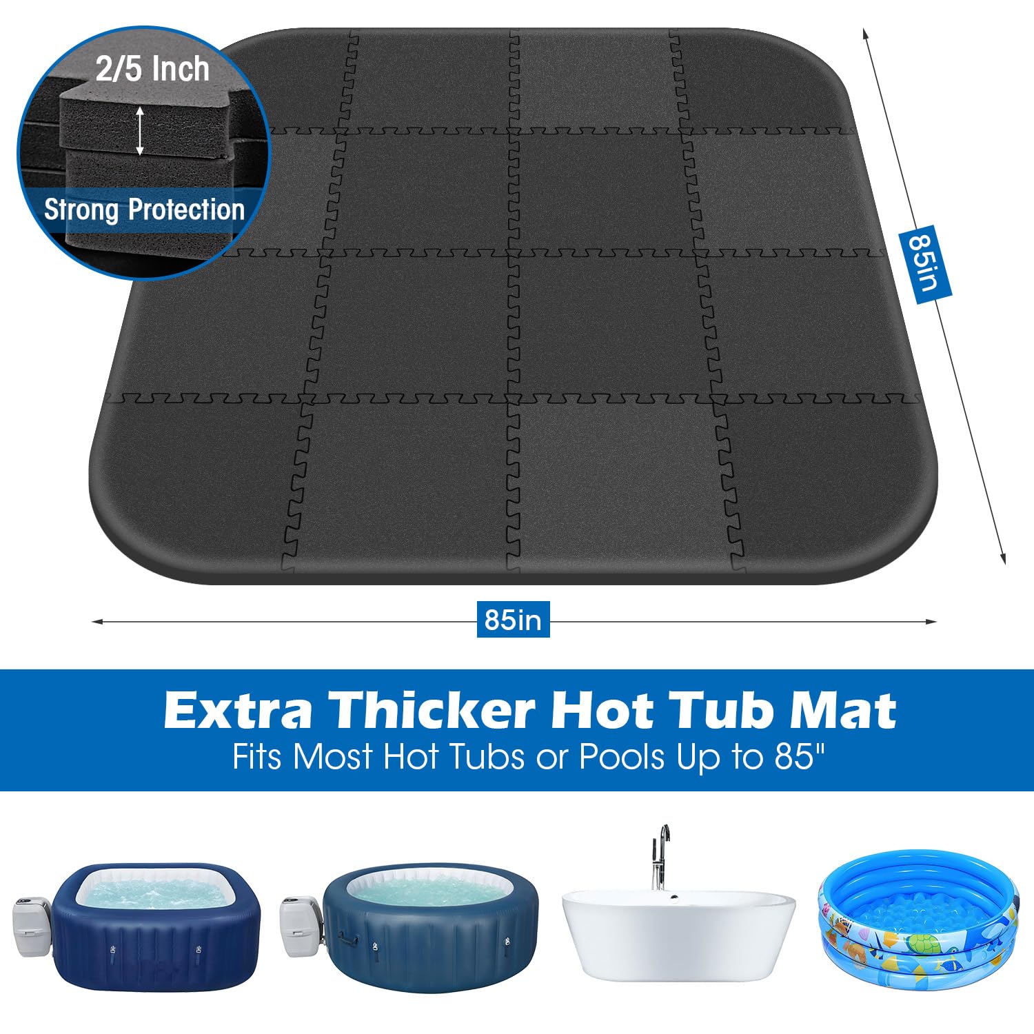 Oyrlize backyard spa setup with mat illustrating comfortable insulated foundation