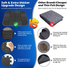 Oyrlize mat placed under inflatable hot tub demonstrating puncture protection