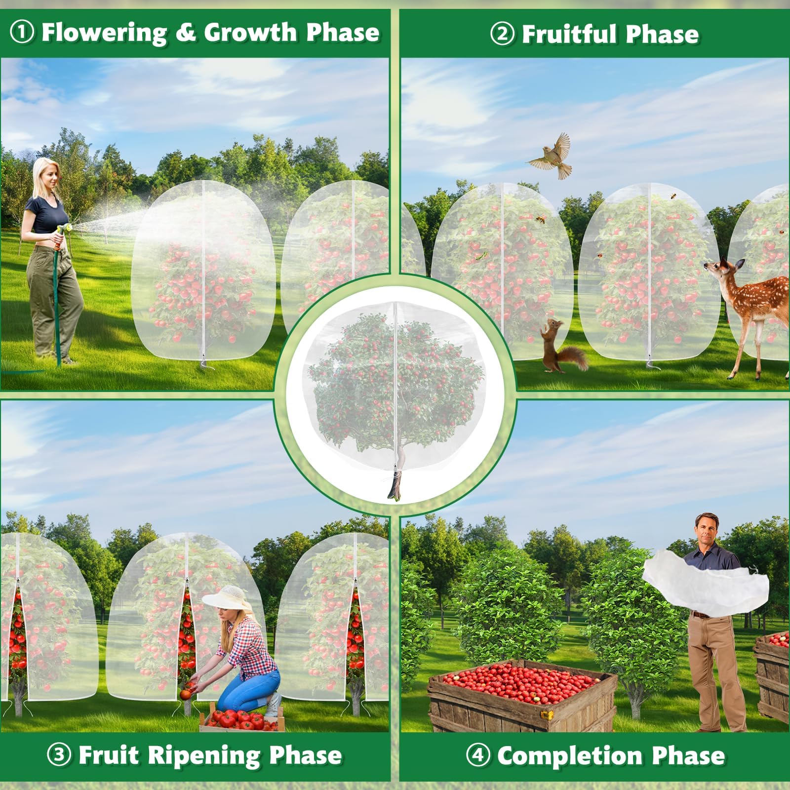 OZMI netting installed in backyard garden setting protecting shrubs and potted plants