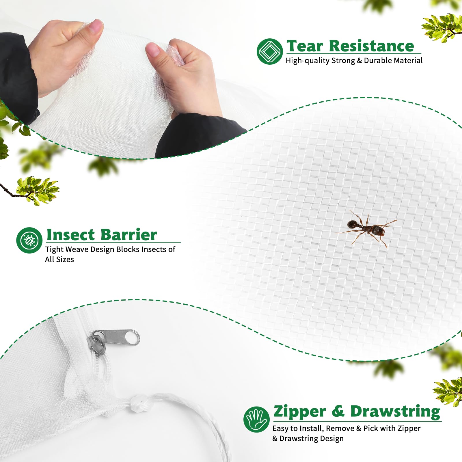 OZMI gardener harvesting berries through zipped opening for gentle fruit removal