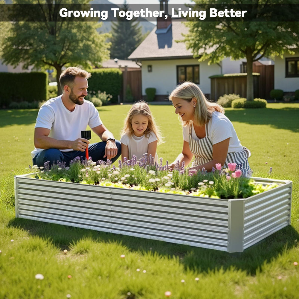 ozmshf three assembled raised beds in backyard offering organized planting and space-saving benefit