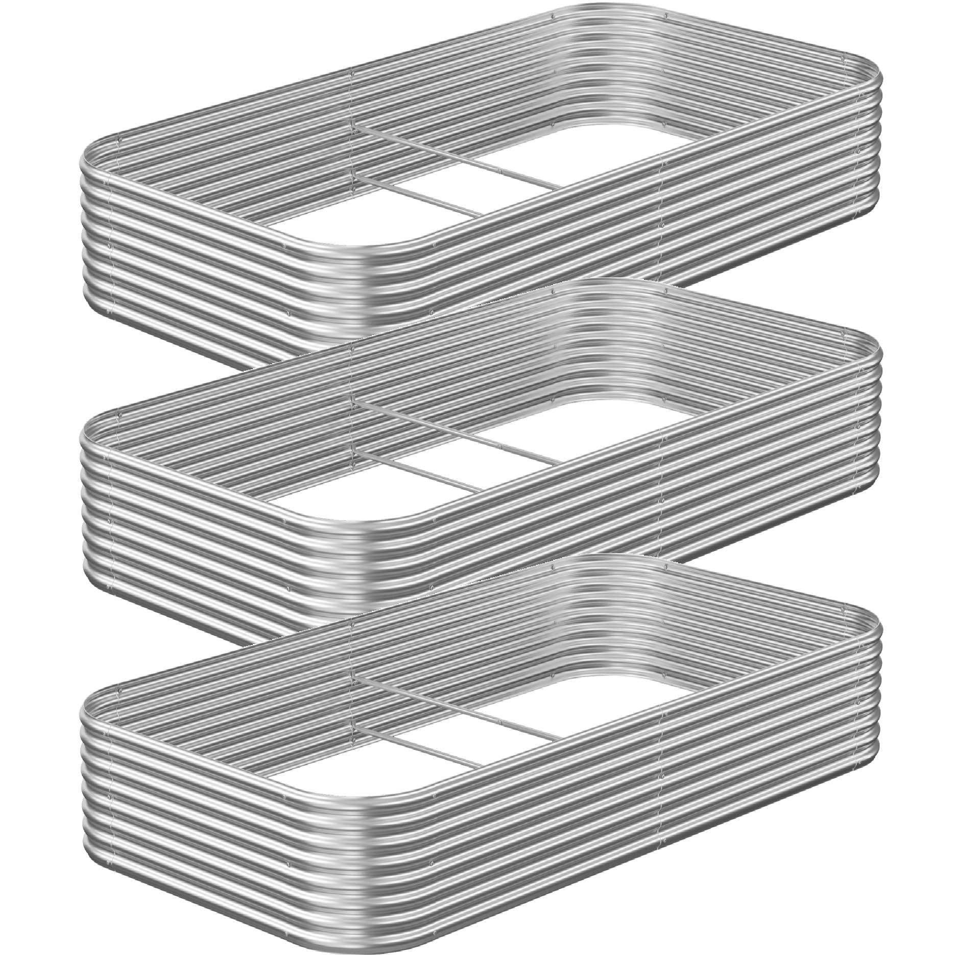 OZMSHF front view of three assembled beds showing compact planting benefit