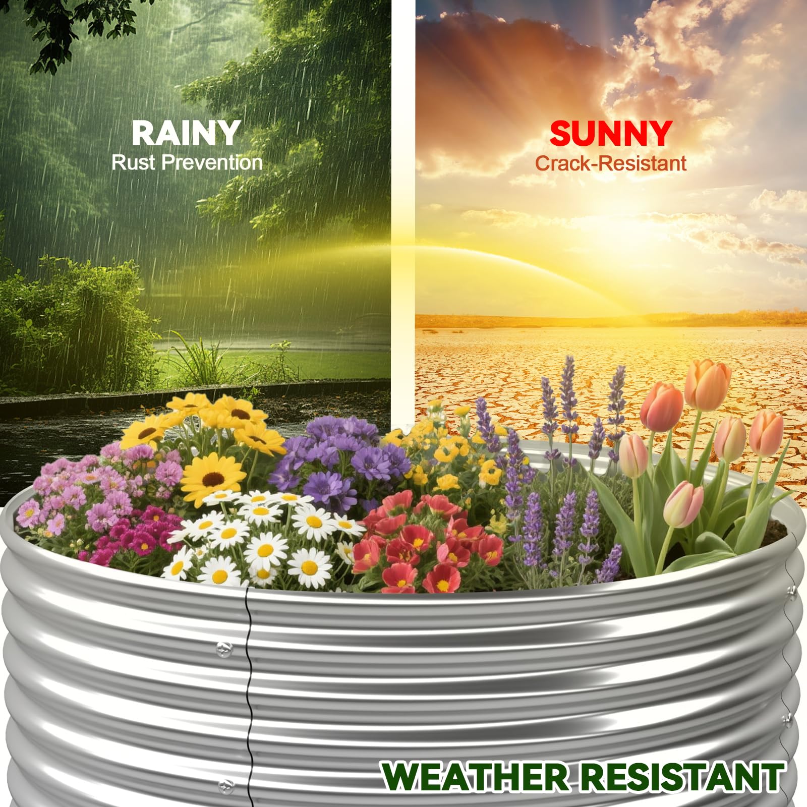 OZMSHF label and galvanized finish detail indicating rust-resistant long-lasting protection