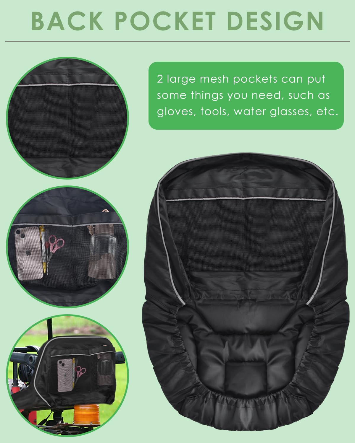 PACETAP rear pockets storing gloves and tools for easy access