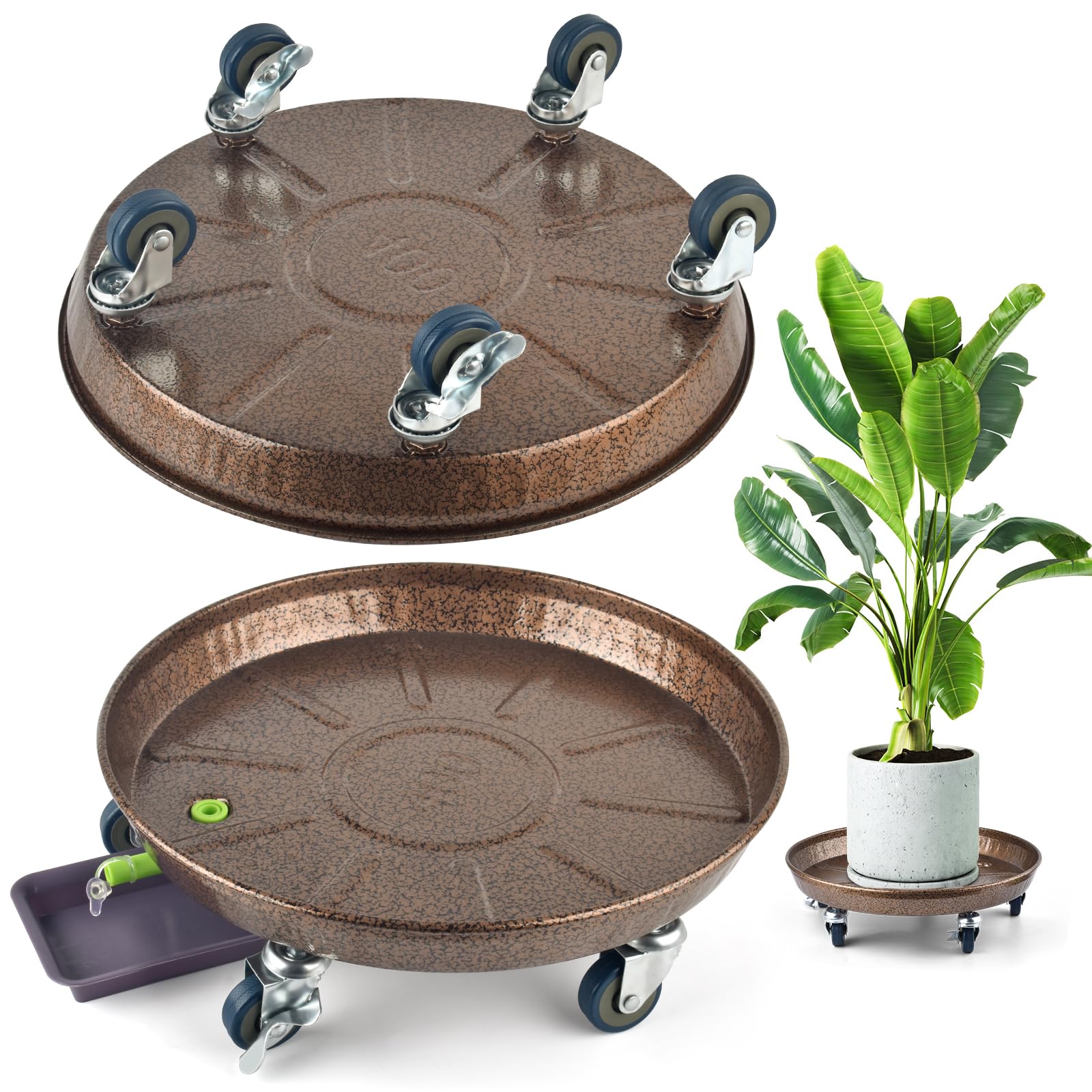 PACETAP front overview of two heavy-duty rolling plant stands showing sturdy build and finish