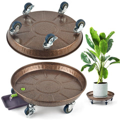 PACETAP front overview of two heavy-duty rolling plant stands showing sturdy build and finish