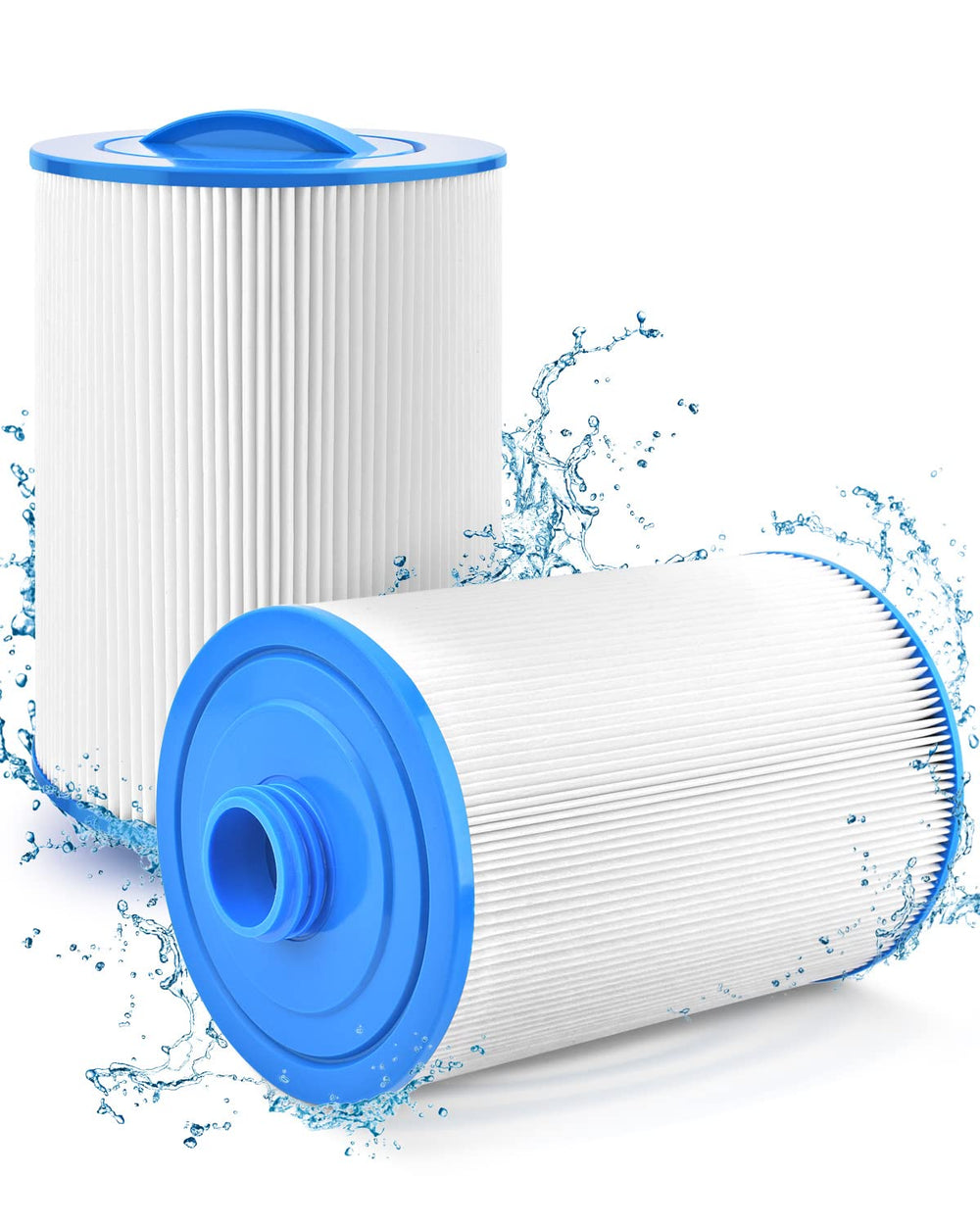 PACETAP front view of two replacement spa filters showing packaging and fit